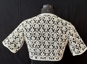 Matka Silk Kashmiri Jaal Dori / Pearl Embroidery Black Blouse