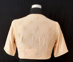 Load image into Gallery viewer, Dupion Silk Pearl Resham Big Flower Embodeiry  Cream Blouse
