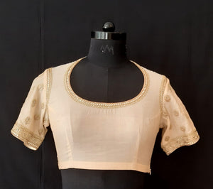 Tissue Chanderi Miroor Nakshi Off White Blouse
