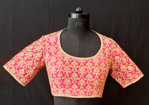 Dupion Silk Kashmiri Jaal Embroidered Fuchsia Blouse