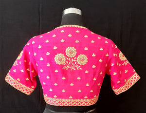Matka Gota Patti Flower Fuchsia Blouse