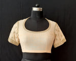 Load image into Gallery viewer, Matka Silk Mirror Nakshi Embroidery Cream Blouse
