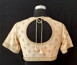 Matka Silk Mirror Nakshi Embroidery Cream Blouse