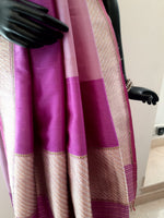 Load image into Gallery viewer, Benaras Silk Half Plain and Half Twill Saree
