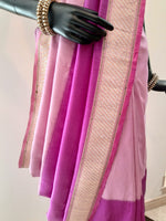 Load image into Gallery viewer, Benaras Silk Half Plain and Half Twill Saree
