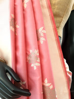 Load image into Gallery viewer, Benaras Silk Cluster Rose Katan Resham Buti Saree
