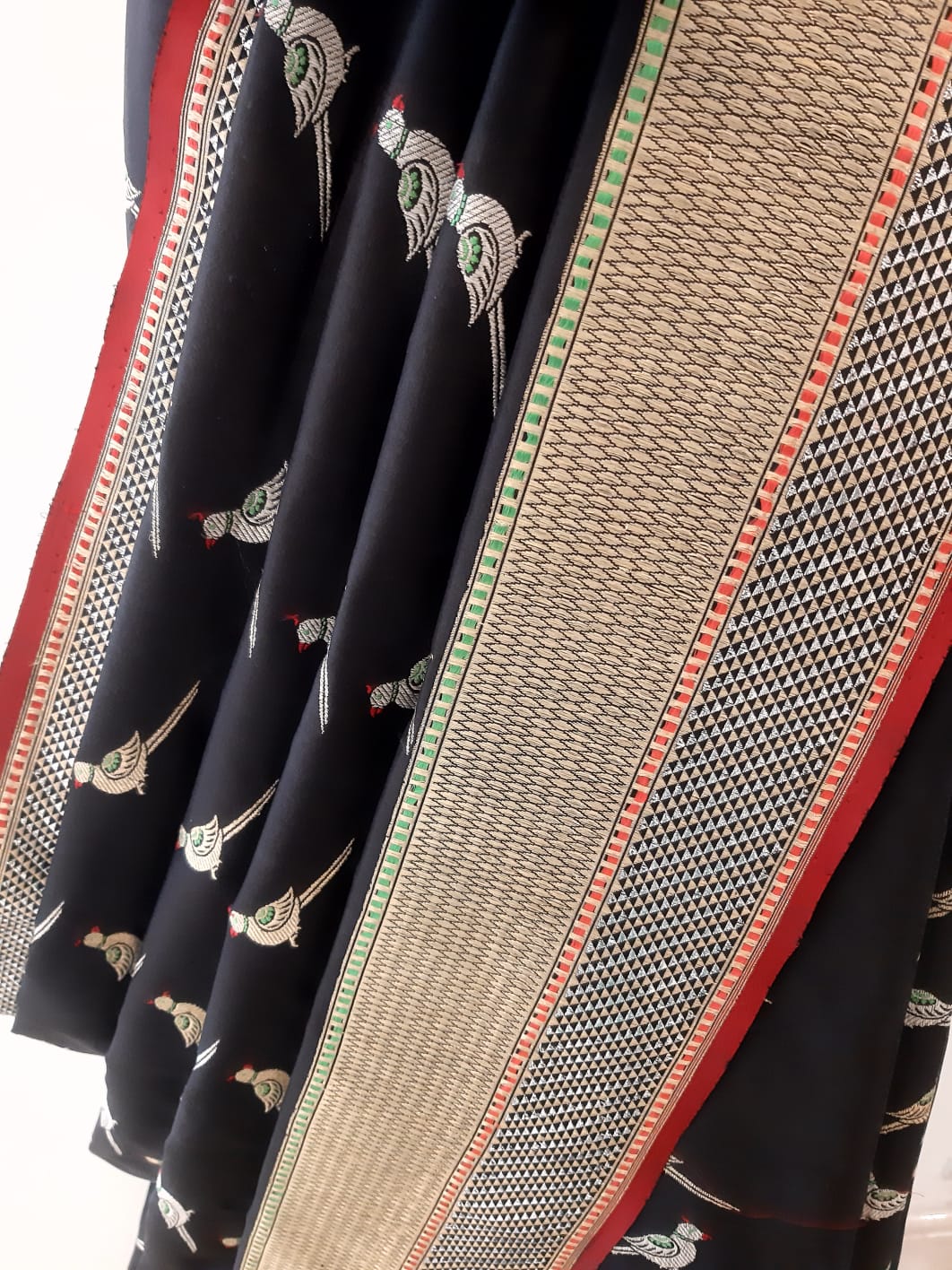 Benaras Silk Parrot Jaal Saree