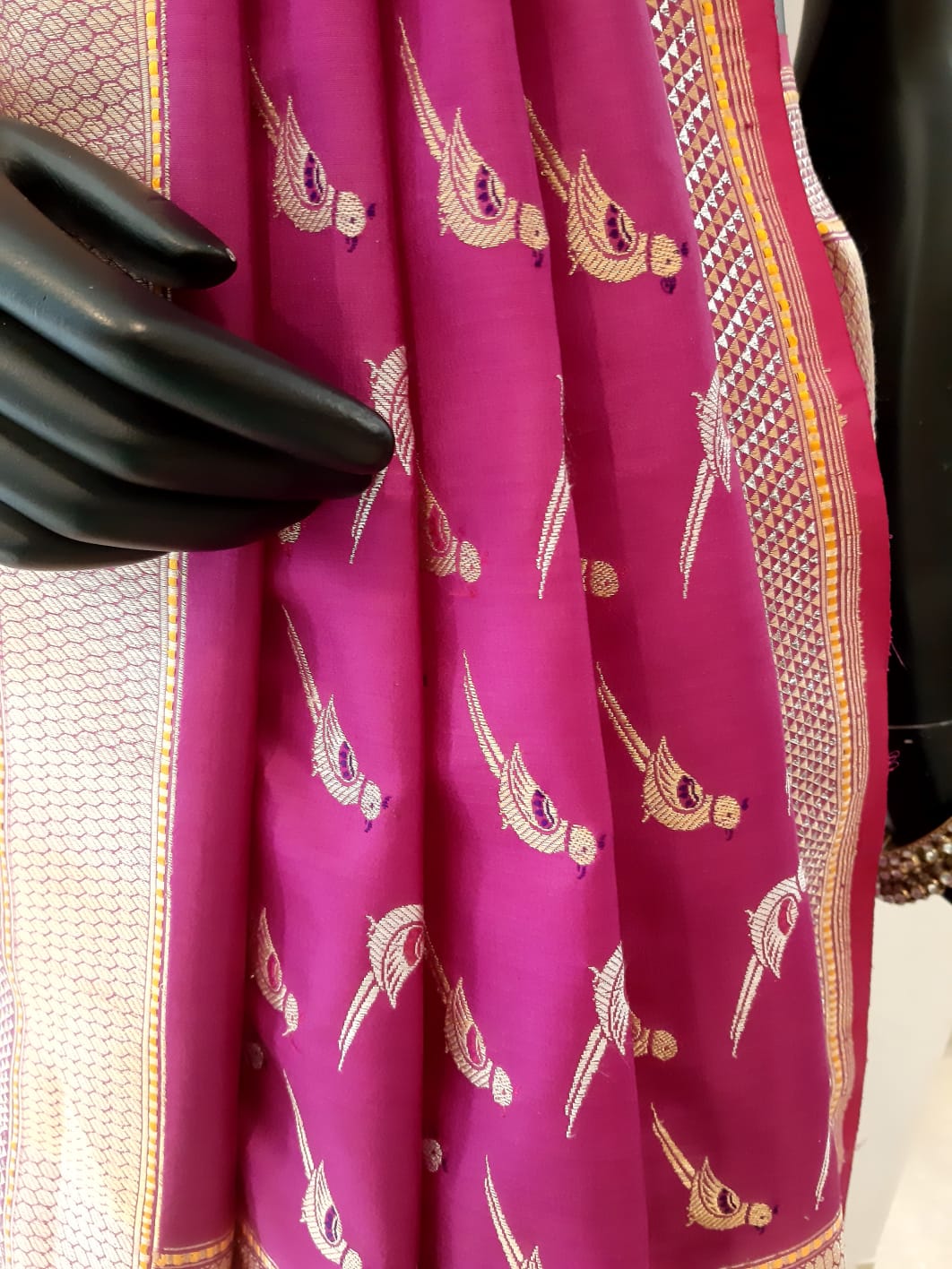 Benaras Silk Parrot Motif Saree