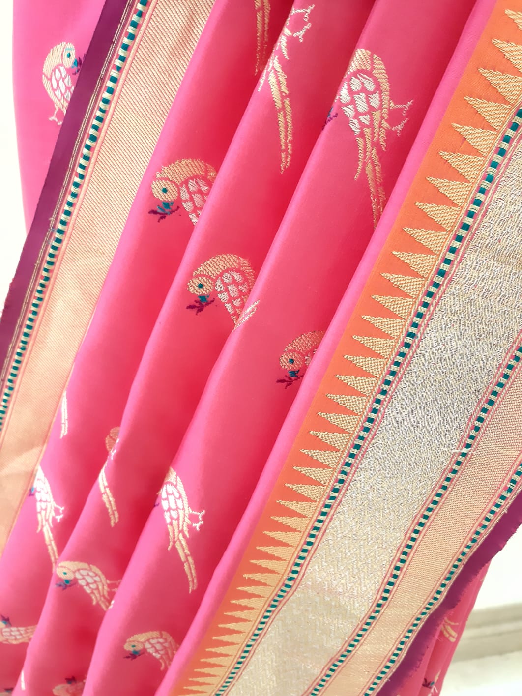 Benaras Silk Parrot Jaal Saree