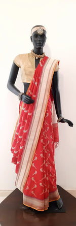 Load image into Gallery viewer, Benaras Silk Parrot Jaal Saree

