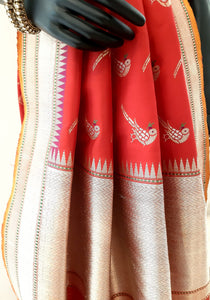 Benaras Silk Parrot Jaal Saree