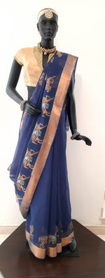 Load image into Gallery viewer, Kota Cotton Chetak (Horse) Motif Saree
