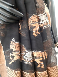 Kota Cotton Chetak (Horse) Motif Saree