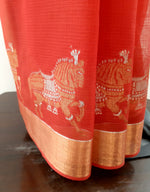 Load image into Gallery viewer, Kota Cotton Chetak (Horse) Motif Saree
