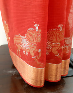 Kota Cotton Chetak (Horse) Motif Saree