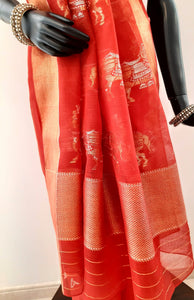 Kota Cotton Chetak (Horse) Motif Saree