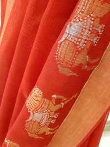 Kota Cotton Chetak (Horse) Motif Saree