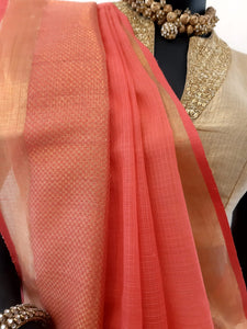 Kota Sada Danedar Skirt Border With Palla & Border Saree