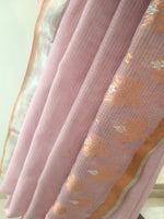 Load image into Gallery viewer, Kota Tissue Farhat Border With Badla Meena Mauve Saree

