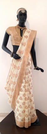 Load image into Gallery viewer, Kota Sada Kashmiri Jaal Mercerized With Zari Buti Saree
