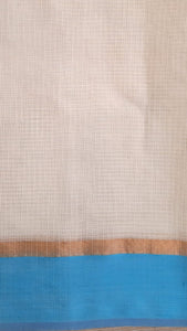 Kotah Cotton Diagonal Stripes 3 colour Leheriya Weave Off-White Saree