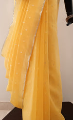 Load image into Gallery viewer, Kota Cotton Silver Thread and Zari Buti Saree
