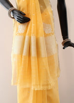Load image into Gallery viewer, Kota Cotton Silver Thread and Zari Buti Saree
