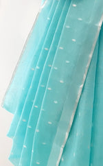 Load image into Gallery viewer, Kota Cotton Silver Thread and Zari Buti Saree
