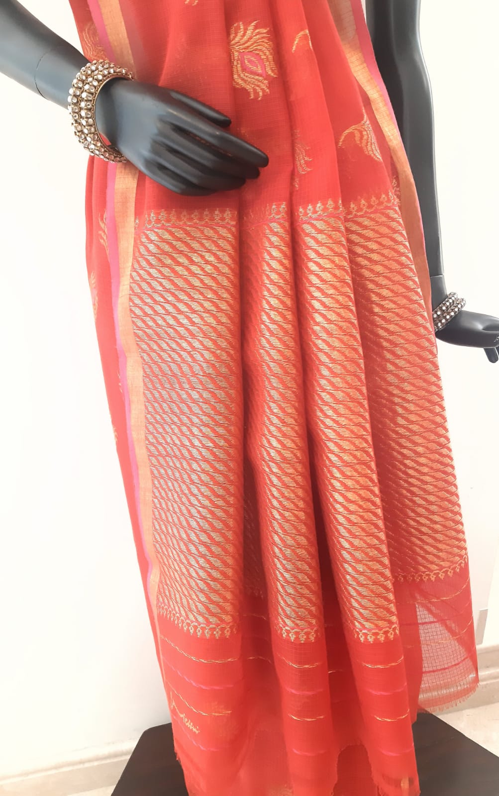 Kota Cotton Peacock Feather Saree