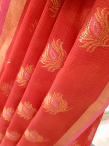 Kota Cotton Peacock Feather Saree