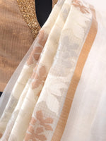 Load image into Gallery viewer, Kota Sada Three Flower Jaal Silver Gold Saree
