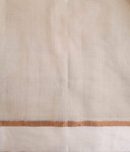 Kota Sada Three Flower Jaal Silver Gold Saree
