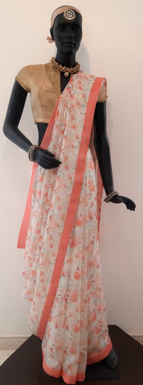 Kota Silk Water Colour Look Digital Print Saree