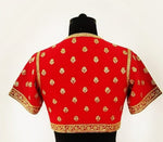 Load image into Gallery viewer, Matka Silk Mirror Nakshi Embroidery Red Blouse

