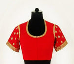 Load image into Gallery viewer, Matka Silk Mirror Nakshi Embroidery Red Blouse

