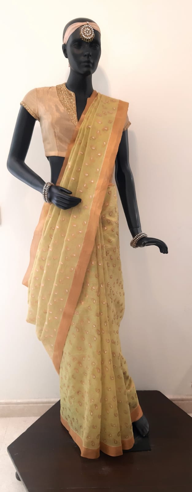 Kota Tissue Kery Buti With Badla Meena Green Saree