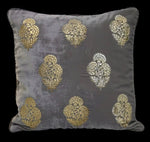 Load image into Gallery viewer, Velvet 3 Flower Buta Double Foil Print With Dori Embroidered Cushion

