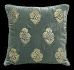 Load image into Gallery viewer, Velvet 3 Flower Buta Double Foil Print With Dori Embroidered Cushion
