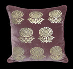 Load image into Gallery viewer, Velvet Marigold Double Foil Print With Dori Embroidered Cushion
