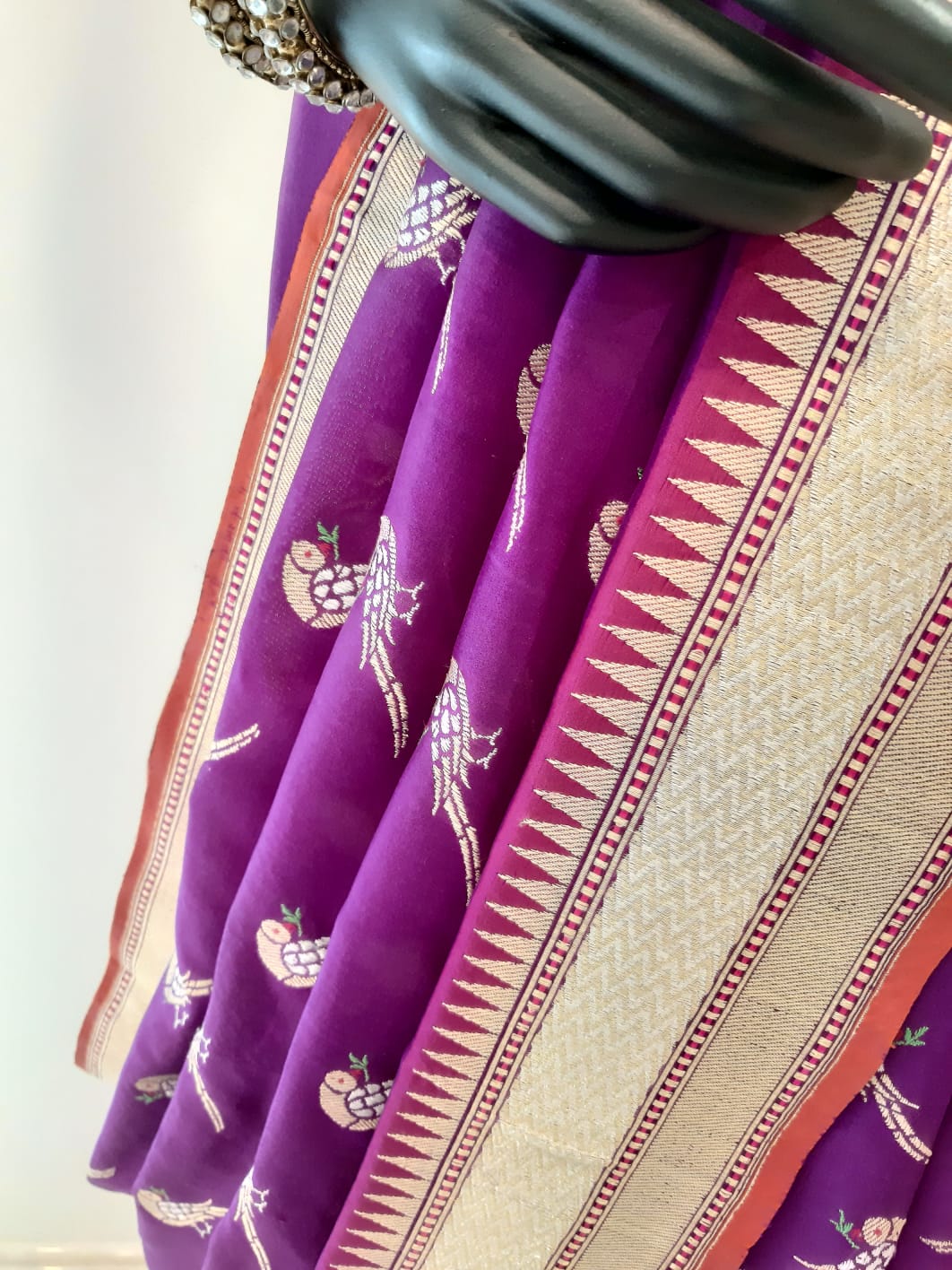 Benaras Silk Parrot Jaal Saree