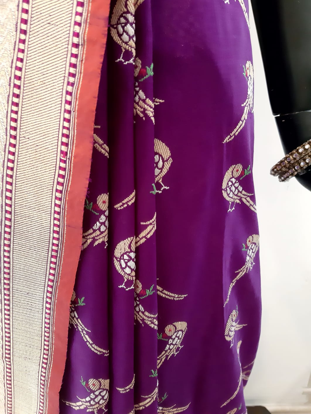 Benaras Silk Parrot Jaal Saree