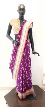 Load image into Gallery viewer, Benaras Silk Parrot Jaal Saree
