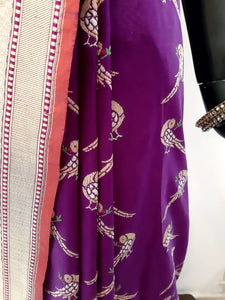 Benaras Silk Parrot Jaal Saree