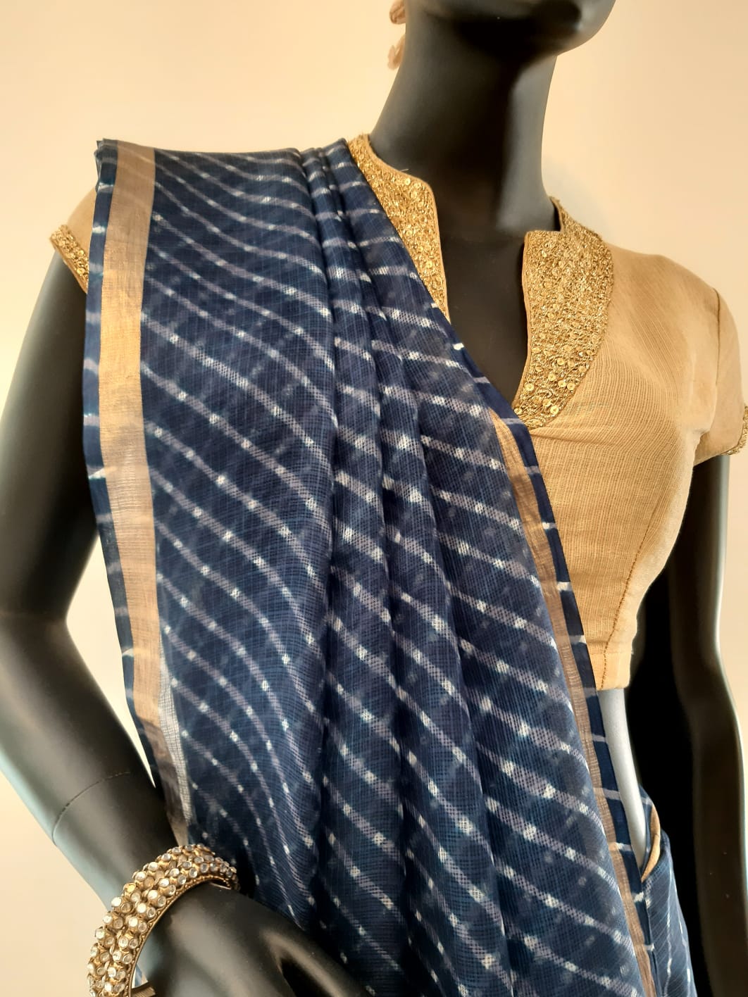 Kotah Silk Leheriya Saree with Zari Border