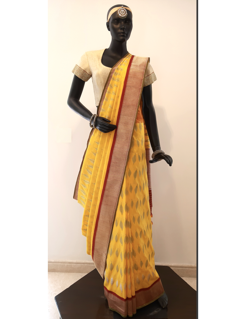 Benaras Silk Bandhanwar Yellow Saree
