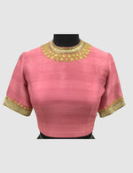 Load image into Gallery viewer, Dupion Silk Dabka Mirror Buti Embroidered Pink Blouse
