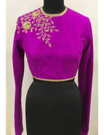 Load image into Gallery viewer, Dupion Rose Jaal Embroidered Purple Blouse

