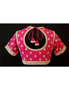 Dupion Silk Mirror Nakshi Embroidered Fuchsia Blouse
