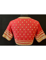 Load image into Gallery viewer, Matka Silk Danka Small Buti Embroidered Red Blouse

