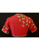 Load image into Gallery viewer, Matka Silk Titli Embroidered Red Blouse
